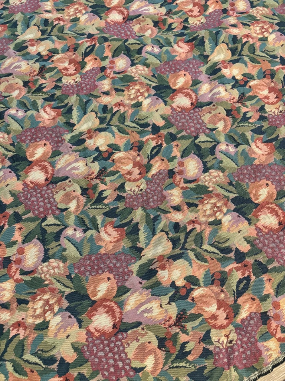 Large Woven Floral Tapestry Fabric Yardage Pink Green Botanical 56 x 78 Wall Art - Picture 7 of 8